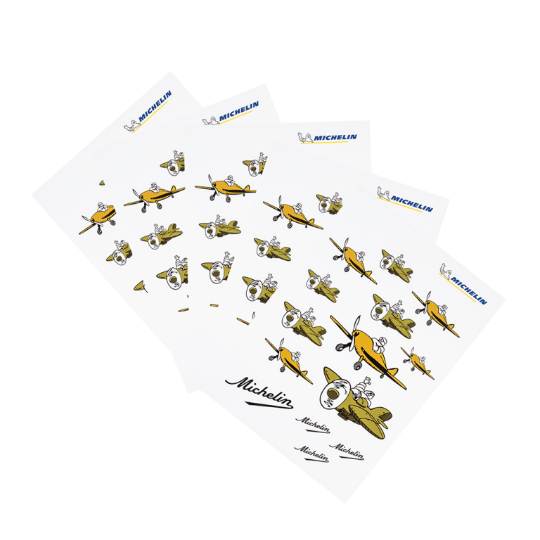 Planche Autocollant Bibendum En Avion Boutique De L Aventure Michelin