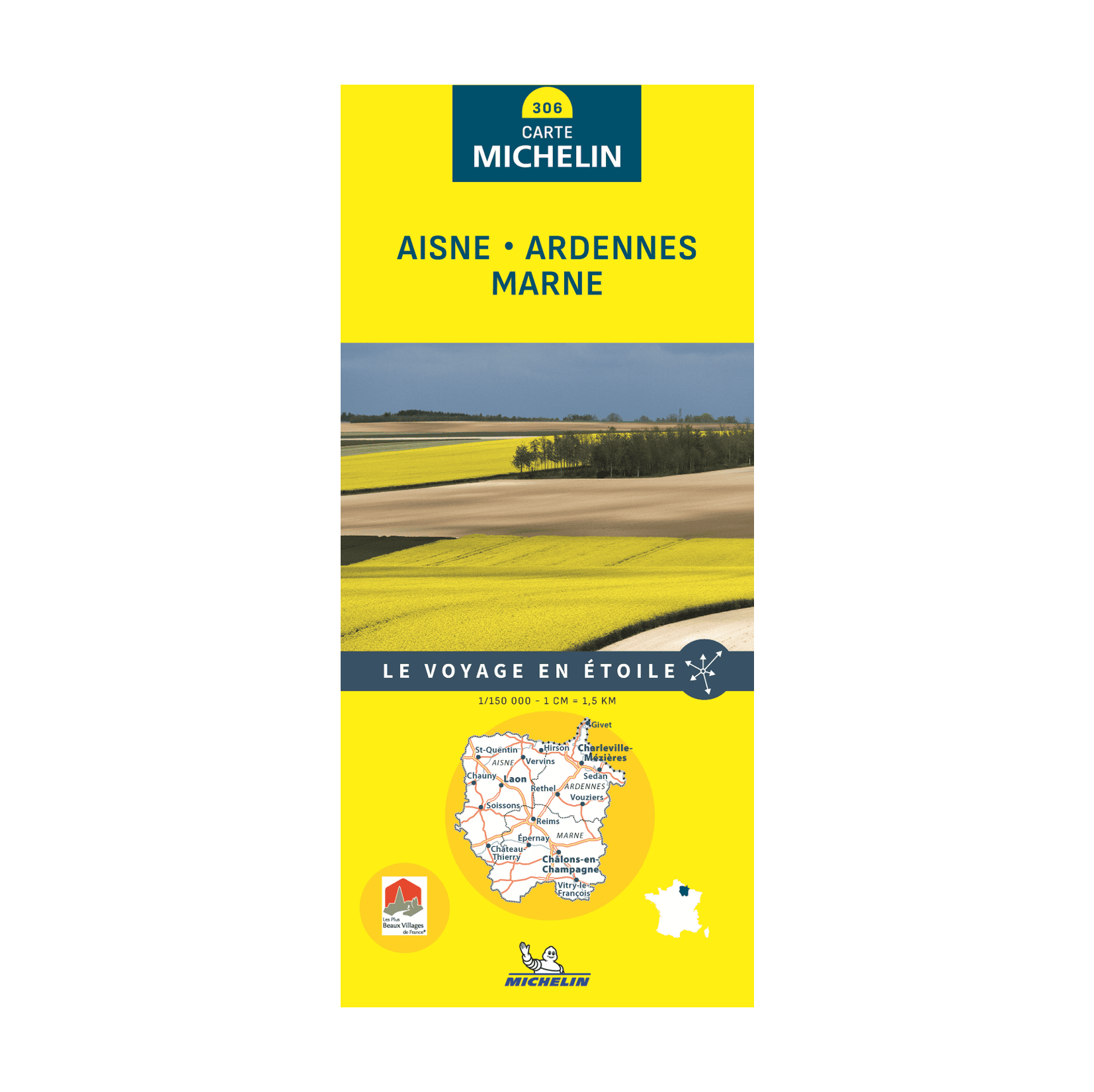 Carte départementale 306 Aisne, Ardennes et Marne - Michelin