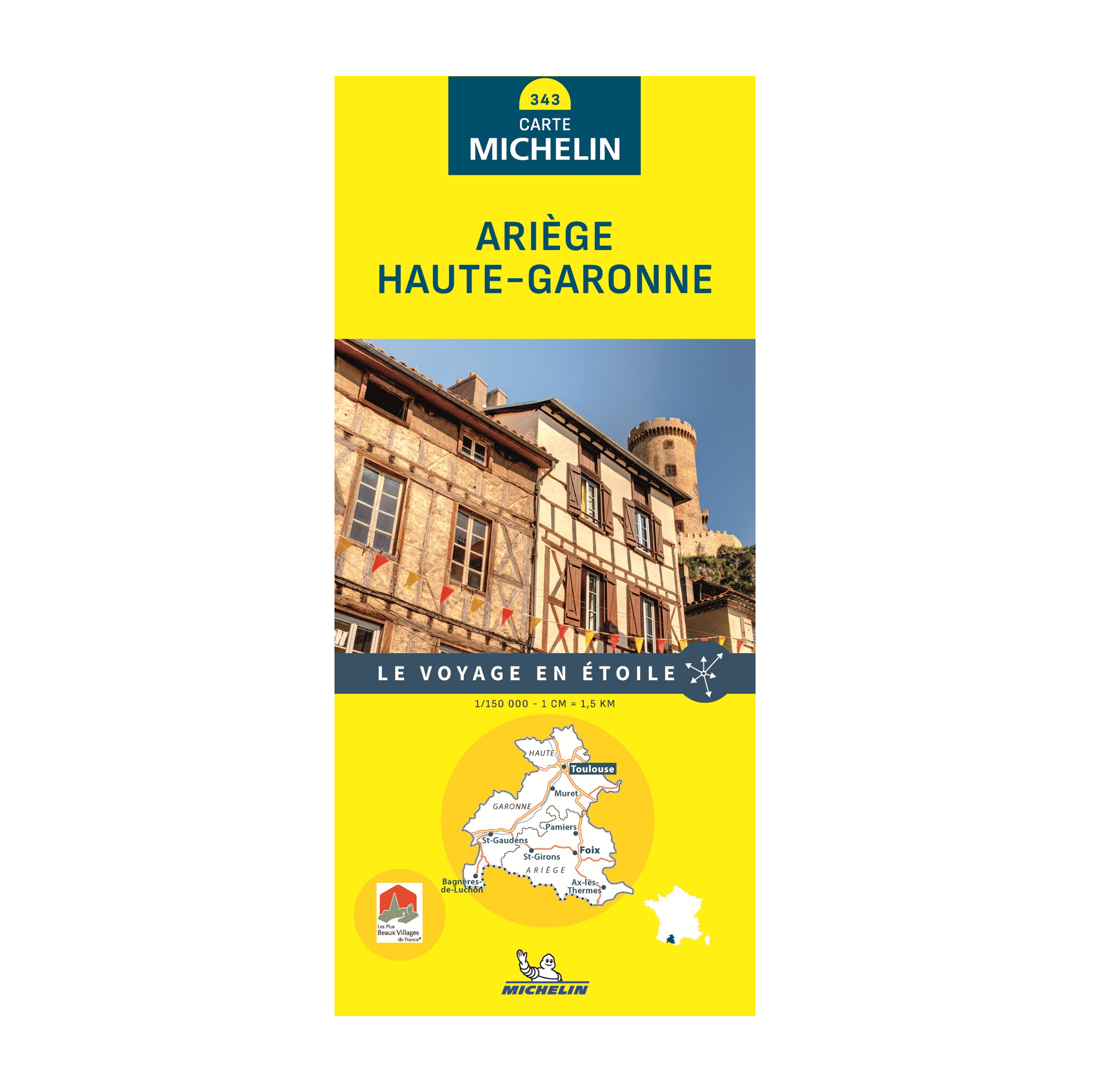 Carte départementale 343 Ariège et Haute-Garonne - Michelin