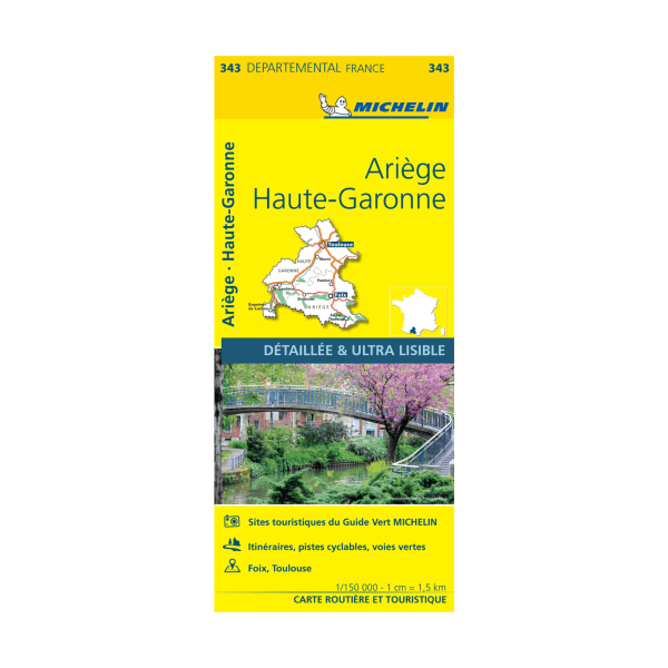 Carte départementale 343 Ariège et Haute-Garonne - Michelin