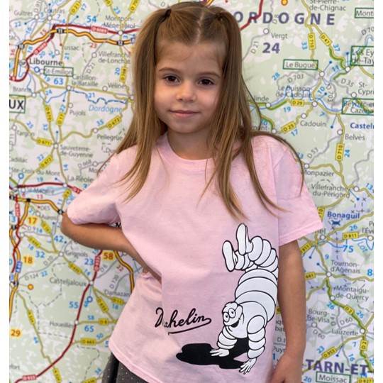 Tee-shirt rose avec un Bibendum Acrobate sur le côté