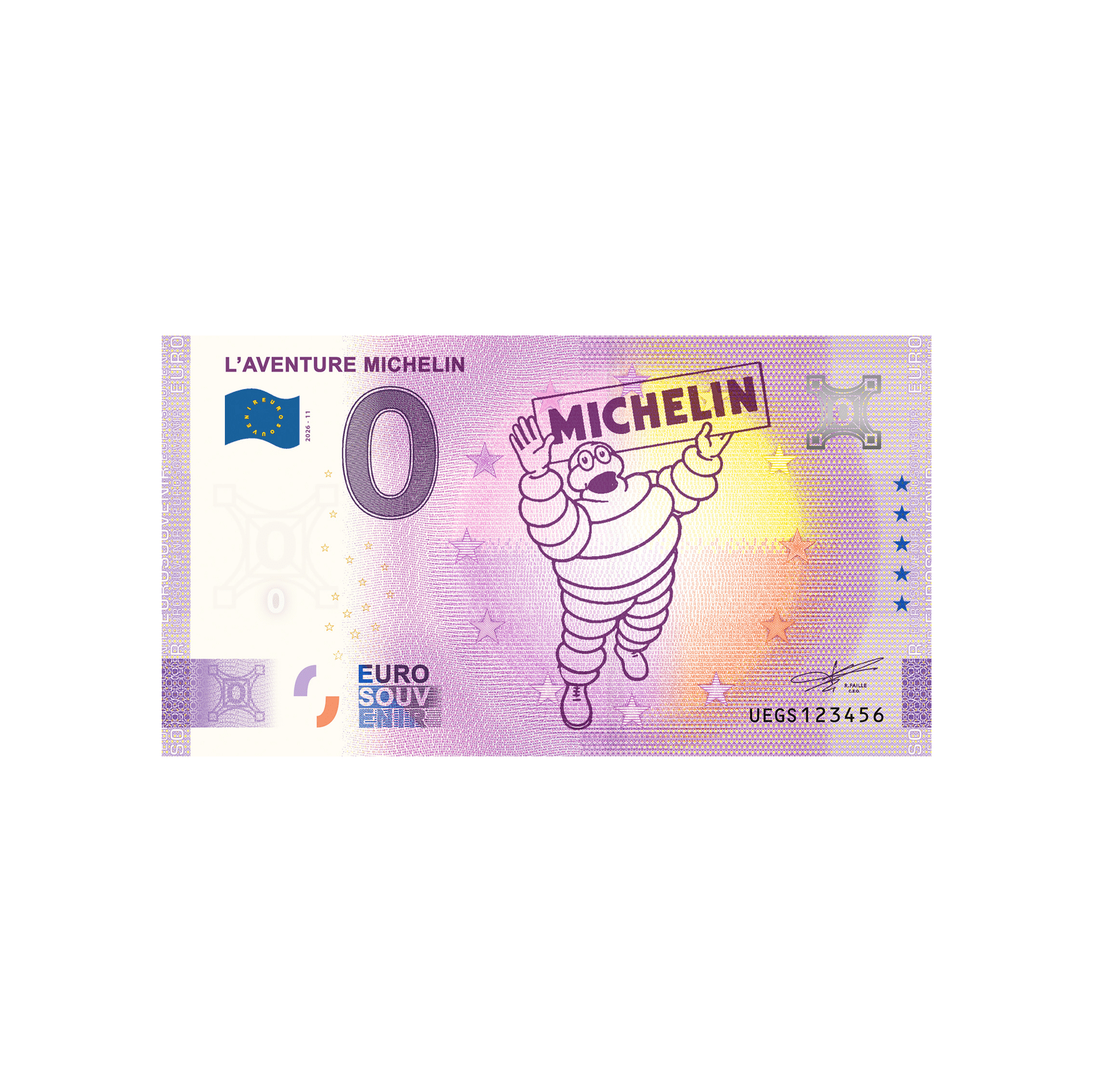 Billet souvenir Bibendum pancarte