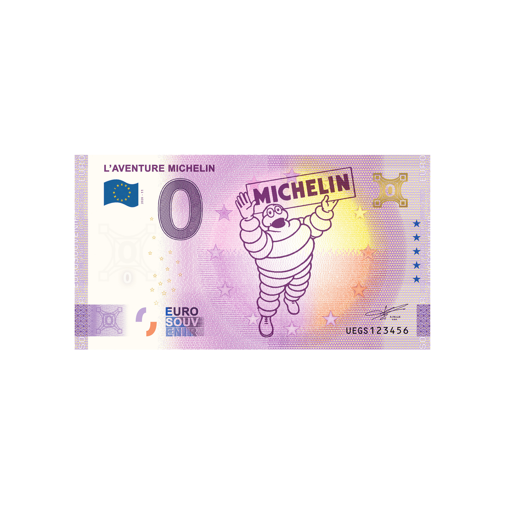 Billet souvenir gold bibendum pancarte